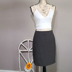 Ann Taylor Black and White Polka Dot Petite Pencil Skirt